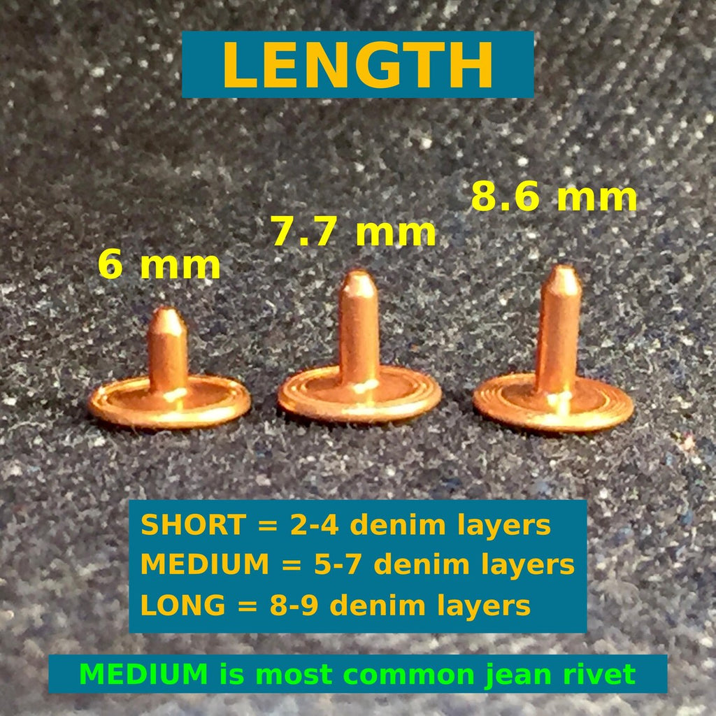 Copper Jean Rivets (Short, Medium, Long)