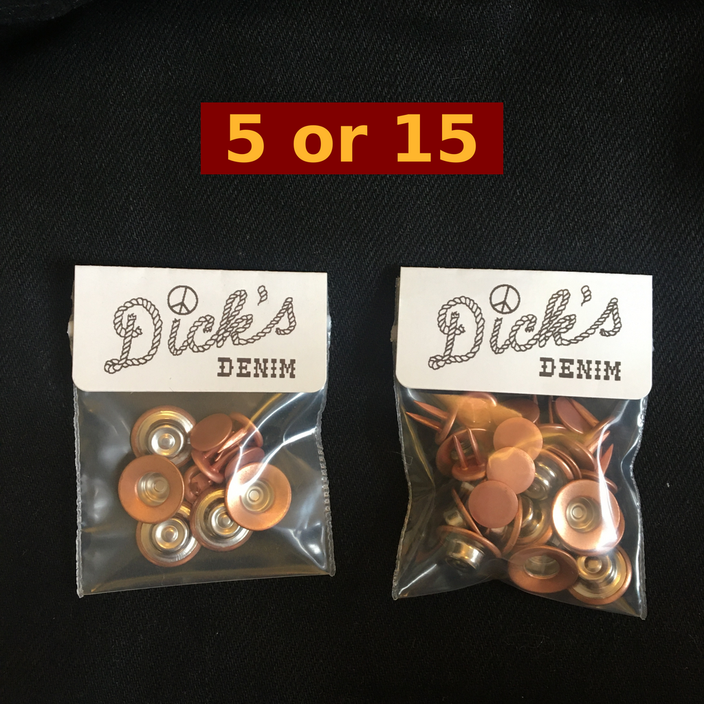 Jean Fly Button (14mm) — Copper Cone Shaped