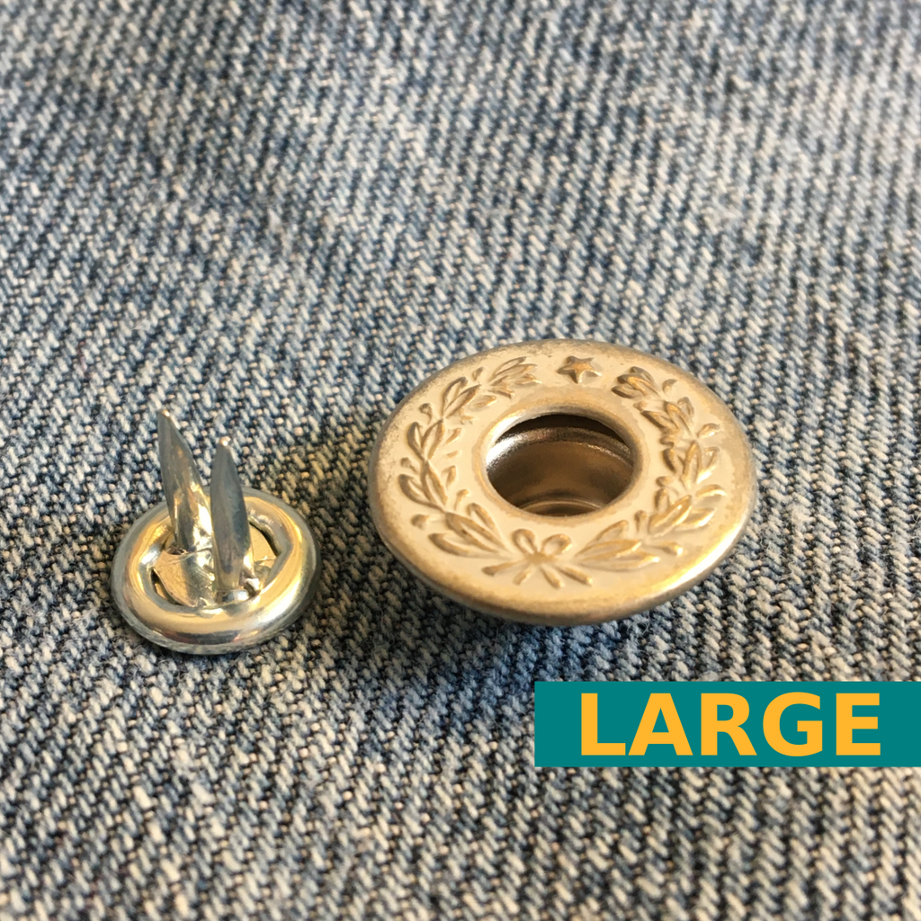 Jean Top Button (17mm) — 'Frosted' Nickel Laurel Wreath Button
